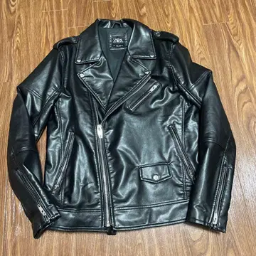 ZARA 더블 라이더스 자켓 가죽 블랙 L