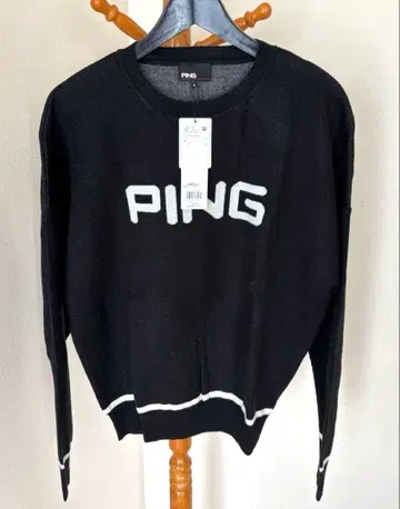 [ 미사용 새상품 ] PING 핑 골프 더블 자카드 리브 니트 블랙