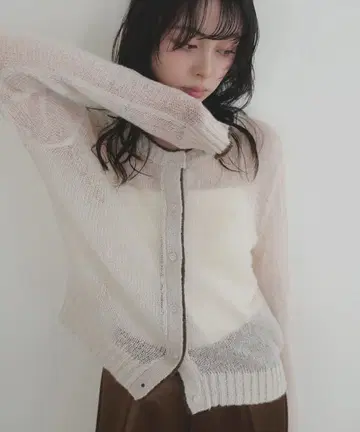 [택 포함 새상품] LIAN 시어 바이컬러 가디건