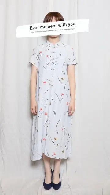 구제 의류 반팔 차이나 롱 원피스