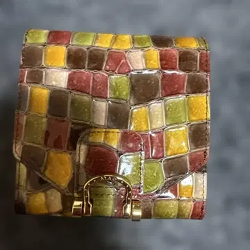 멀티 컬러 가죽 접이식 지갑