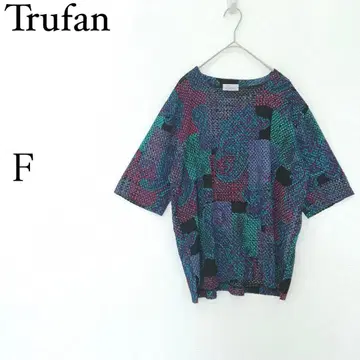Trufan 반팔 상의 레트로 올 패턴 일본제 F 루즈핏 개성파