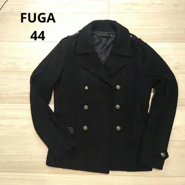 FUGA 블랙 더블 브레스트 피 코트 44