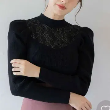 노엘라 라메 레이스 니트 블랙 미사용 새상품