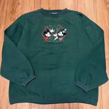 빈티지 미키 디즈니 센터 로고 자수 맨투맨 미니 구제 의류