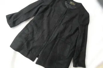 도쿄 소와르 기모 트위드 노카라 롱 자켓 가디건 LL