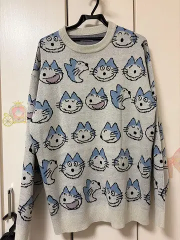 graniph 11마리 고양이 무늬 니트 스웨터 XL
