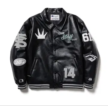 Flagstuff majestic 가죽 자켓 바시티 자켓