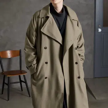 새상품 MONO-MART 빅 실루엣 요크 래글런 와이드 트렌치코트