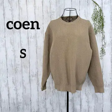 코엔 스웨터 S 하찌 크루넥 니트 두꺼운 원단 리브 베이지