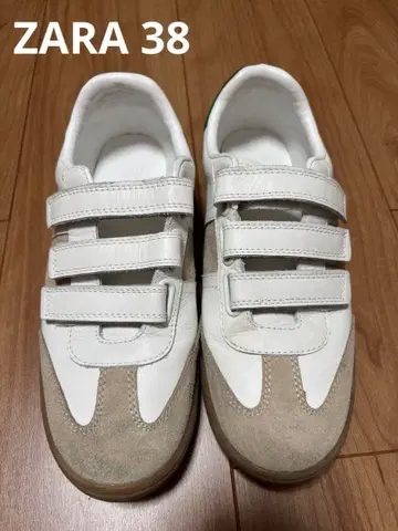 ZARA 가죽 스니커즈 그린 24.5cm