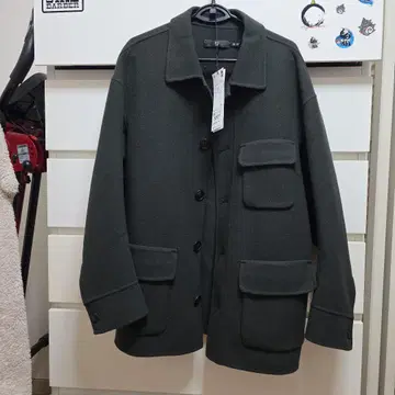 [ 미사용 새상품 ] 유니클로+J 더블 페이스 오버 사이즈 워크 자켓