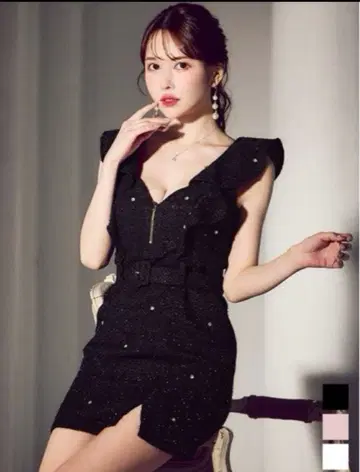 비쥬 라메 트위드 프릴 드레스 M 사이즈 JEWELS