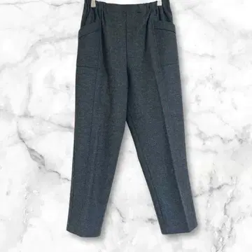 다크 그레이 테이퍼드 팬츠 허리밴딩 울 혼방 일본제 M 가을/겨울