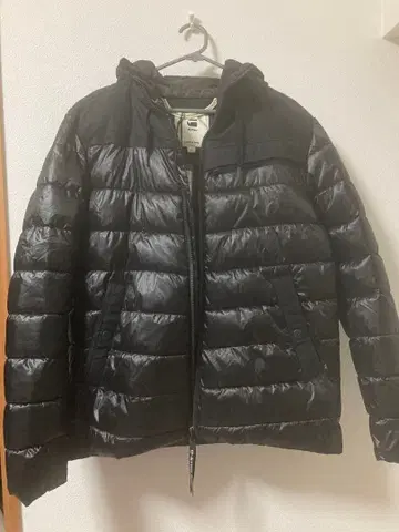 지스타 블랙 퀼팅 자켓 후드 부착