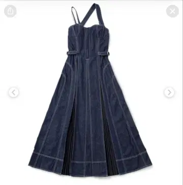 프론트 후크 데님 롱 원피스