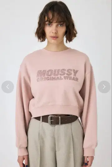 MOUSSY 마우지 큐빅 크롭 풀오버 핑크