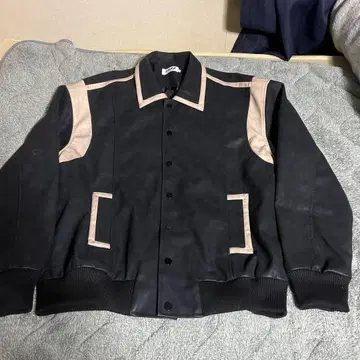 가죽 콤비 자켓 블랙과 베이지