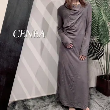 [택 포함 새상품] CENEA 드레이프 세미 플레어 드레스 원피스