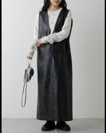 2way 인조 가죽 원피스 블랙