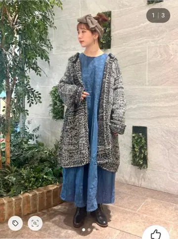 TSUHARU by Samansa Mos2 미들 기장 후드 니트 가디건