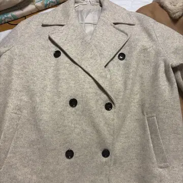 라이트 그레이 더블 브레스트 피 코트