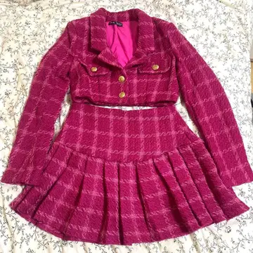 핑크 체크 셋업