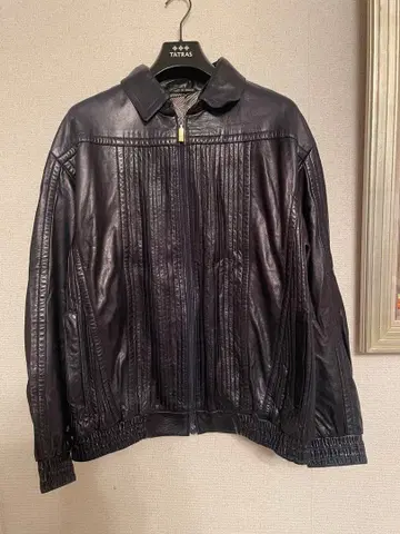 지리 블랙 스트라이프 가죽 자켓