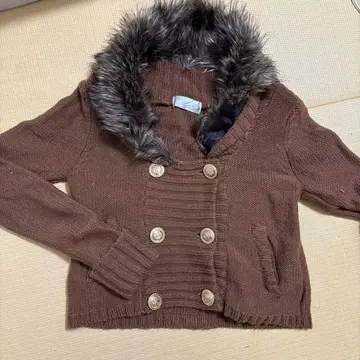 후드 부착 브라운 숏 기장 가디건 M