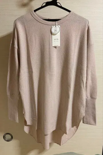 AUG 리브 긴팔 T셔츠 베이지