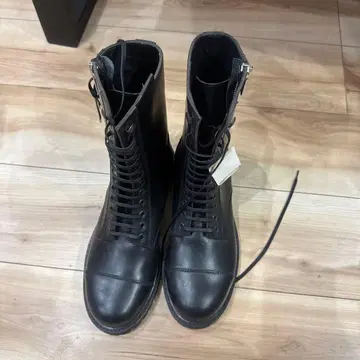 블랙 밀리터리 부츠 사이드 지퍼