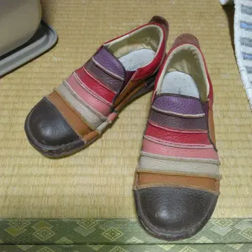 에스타시온 로퍼 24.5cm 사이즈 L 보더 빨간색 레드