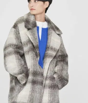 거의 미사용 [아메리칸 홀릭] 체크 코쿤 미디 코트