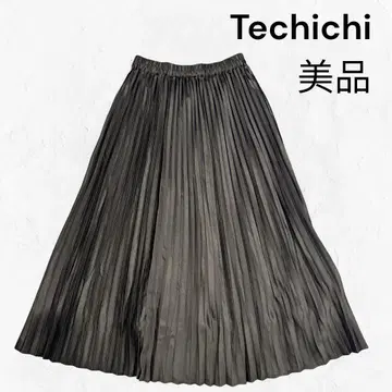 테치치 Techichi 레더라이크 플리츠 스커트 블랙 F 미사용품