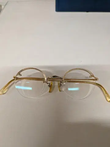 하쿠산 메가네텐 골드 라운드 메탈 프레임 안경