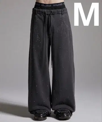 GRANCY 큐빅 디자인 레이어드 스웨트 팬츠