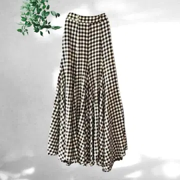 딘트 [M] 성인 내추럴 큰 키 착용 깅엄 체크 패턴 롱 와이드 팬츠