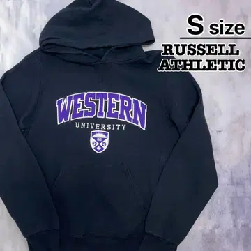 러셀 애슬레틱 후드티 S 블랙 블랙 퍼플 칼리지 자수 구제 의류
