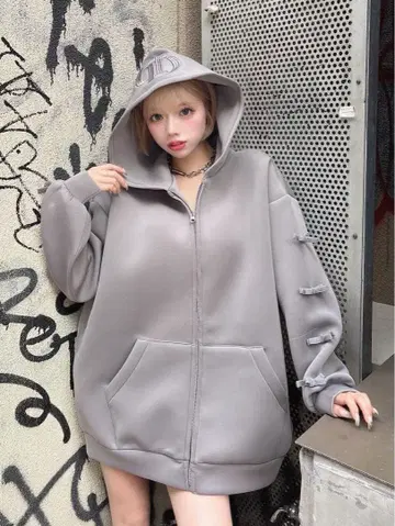 DD 리본 지퍼 후드티