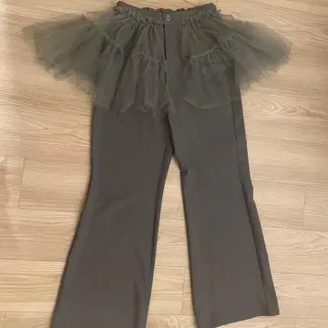 honey mi honey 프릴 달린 튤 캐주얼 팬츠 그레이