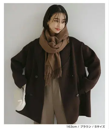 에버 네이비 리버 피코트 S 브라운