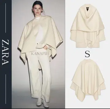 ZARA ZW COLLECTION 울 케이프 코트 S 에크루