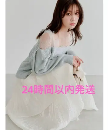 SNIDEL 레이스 트리밍 니트 풀오버