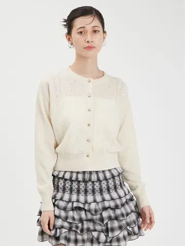 리본 무늬 아이렛 가디건 FURFUR