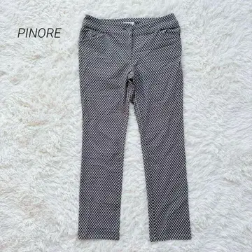 피노레 캐주얼 팬츠 스트레치 체크 무늬 캐주얼 그레이 계열 M