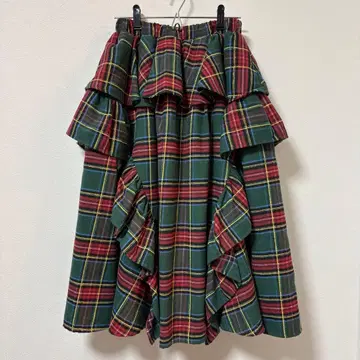 CandyStripper 체크 프릴 미디 스커트