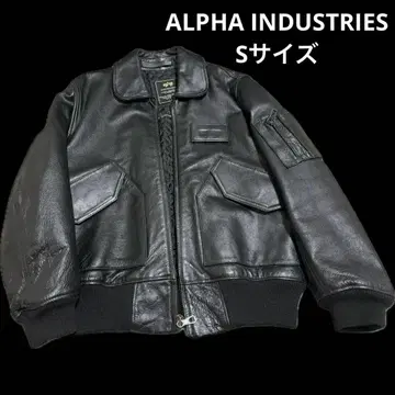 ALPHA INDUSTRIES 가죽 MA-1 블랙 S 사이즈