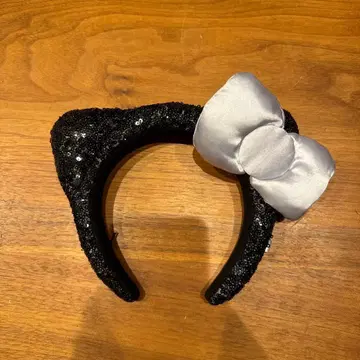 고양이 귀 머리띠 헬로키티 실버 리본 포함