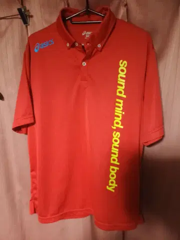 asics 아식스 게임 셔츠 피케 셔츠 빨간색 sound mind,