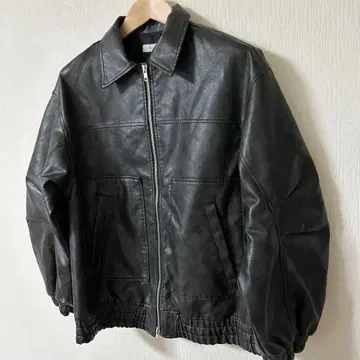 PAGEBOY 샌드 빈티지 가죽 블루종 인조 가죽